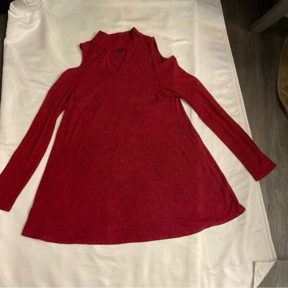 BCX Women’s Trapeze Pullover Mock Cold Shoulder Top Long Sleeve M Fall Boho Cozy - Picture 3 of 11